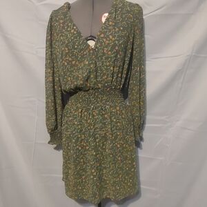 🍉 Nine Britton Floral Green Orange Dress Small